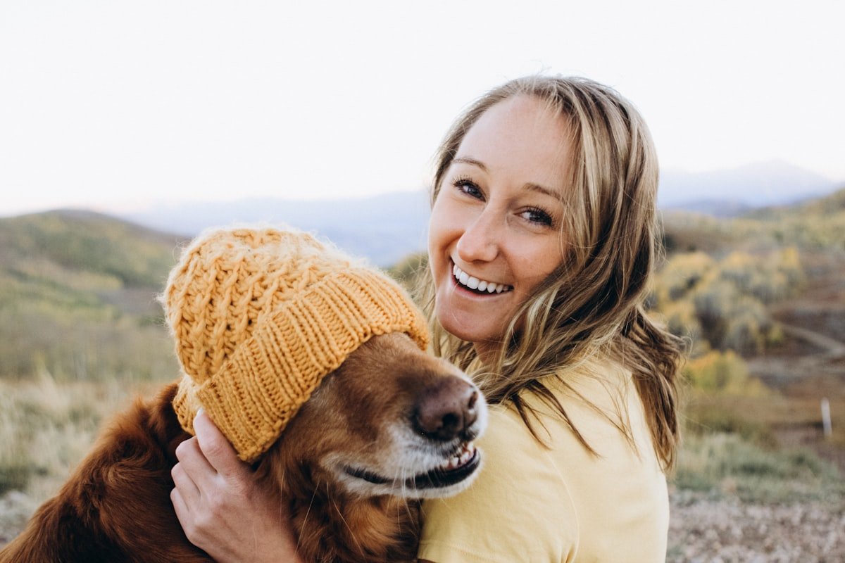 A calm golden retriever resting outdoors